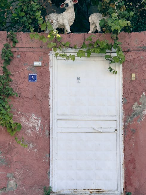 Doorway to home wellness with sheep statues