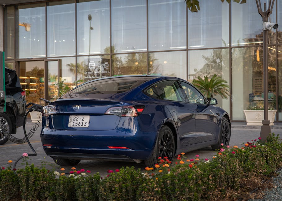 Electric vehicle charging representing sustainable human energy levels